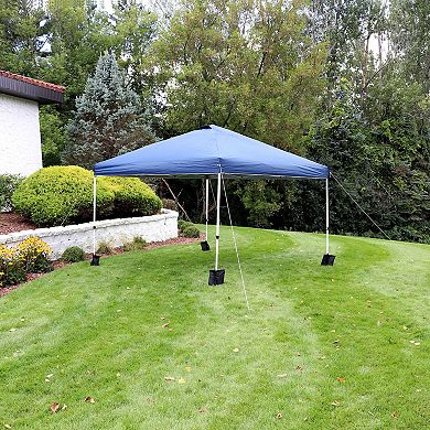 Sunnydaze Premium Pop-Up Canopy with Sandbags - 12 ft x 12 ft - Blue