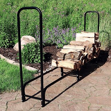Sunnydaze 8 ft Steel Indoor/Outdoor Firewood Log Rack - Black