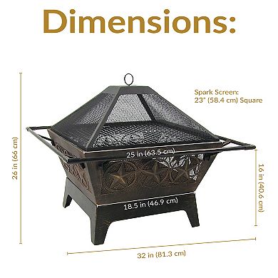 Sunnydaze 32 in Northern Galaxy Steel Fire Pit with Grate, Screen and Poker