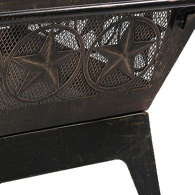 Sunnydaze 32 in Northern Galaxy Steel Fire Pit with Grate, Screen and Poker