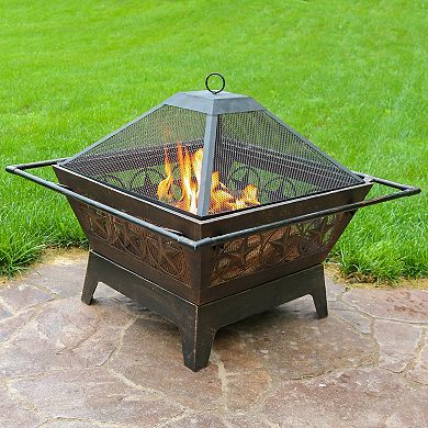 Sunnydaze 32 in Northern Galaxy Steel Fire Pit with Grate, Screen and Poker