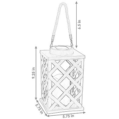 Sunnydaze 9" Modern Crosshatch Solar Lantern With Led Candle
