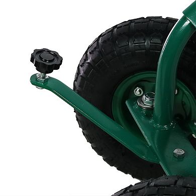 Sunnydaze Steel Rolling Garden Cart with Swivel Steering/Basket - Green
