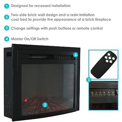 Sunnydaze 28 in Cozy Warmth Indoor Electric Fireplace Insert - Black