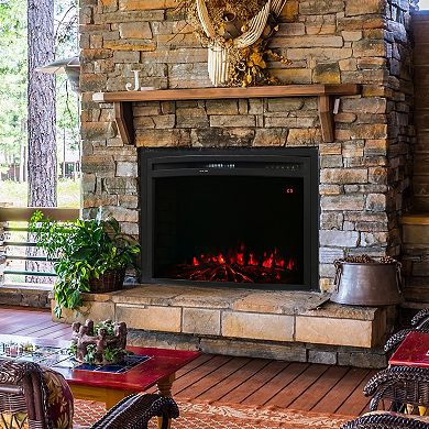 Sunnydaze 28 in Cozy Warmth Indoor Electric Fireplace Insert - Black