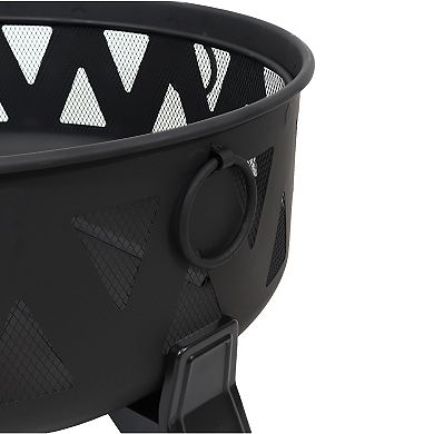 Sunnydaze 34 in Nordic-Inspired Steel Fire Pit with Spark Screen and Poker