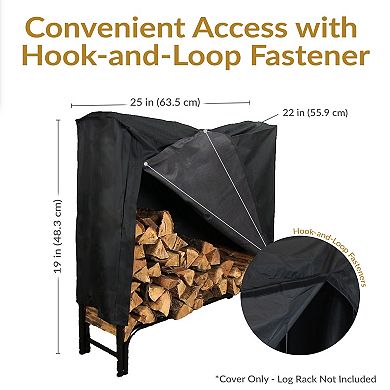 Sunnydaze 2 ft Weather-Resistant PVC Firewood Log Rack Cover - Black