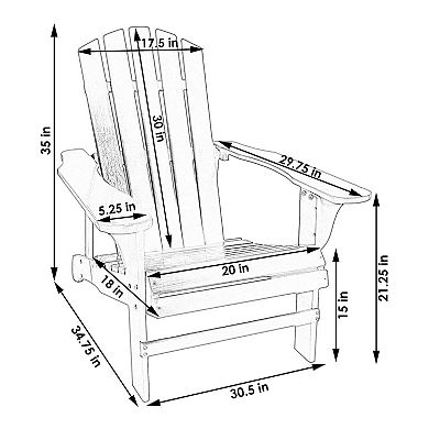 Sunnydaze Coastal Bliss Fir Wood Adirondack Chair - Gray