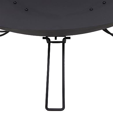 Sunnydaze Classic Ebony Steel Portable Folding Fire Pit - 24 in