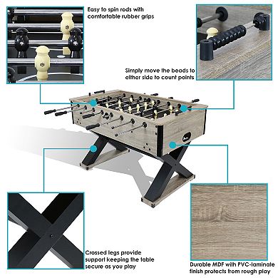 Sunnydaze Delano 54.5 in Foosball Table with Distressed Wood Look