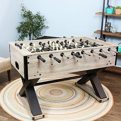 Sunnydaze Delano 54.5 in Foosball Table with Distressed Wood Look