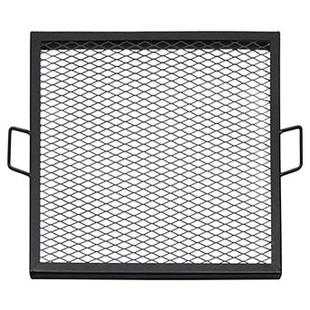Sunnydaze Square Steel X-Marks Fire Pit Cooking Grill with Handles