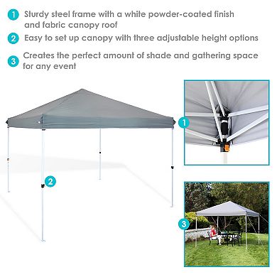 Sunnydaze Standard Pop-Up Canopy with Sandbags - 12 ft x 12 ft - Gray