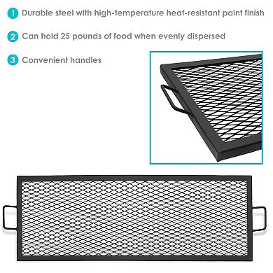 Sunnydaze Black Steel X-Marks Fire Pit Cooking Grill with Handles