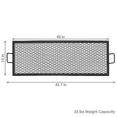 Sunnydaze Black Steel X-Marks Fire Pit Cooking Grill with Handles