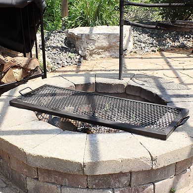 Sunnydaze Black Steel X-Marks Fire Pit Cooking Grill with Handles