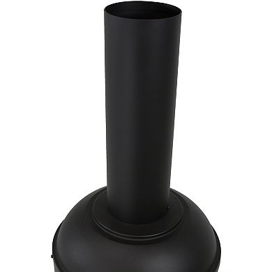 Sunnydaze 5 ft Steel Wood Burning Outdoor Chiminea Fire Pit with Wood Grate