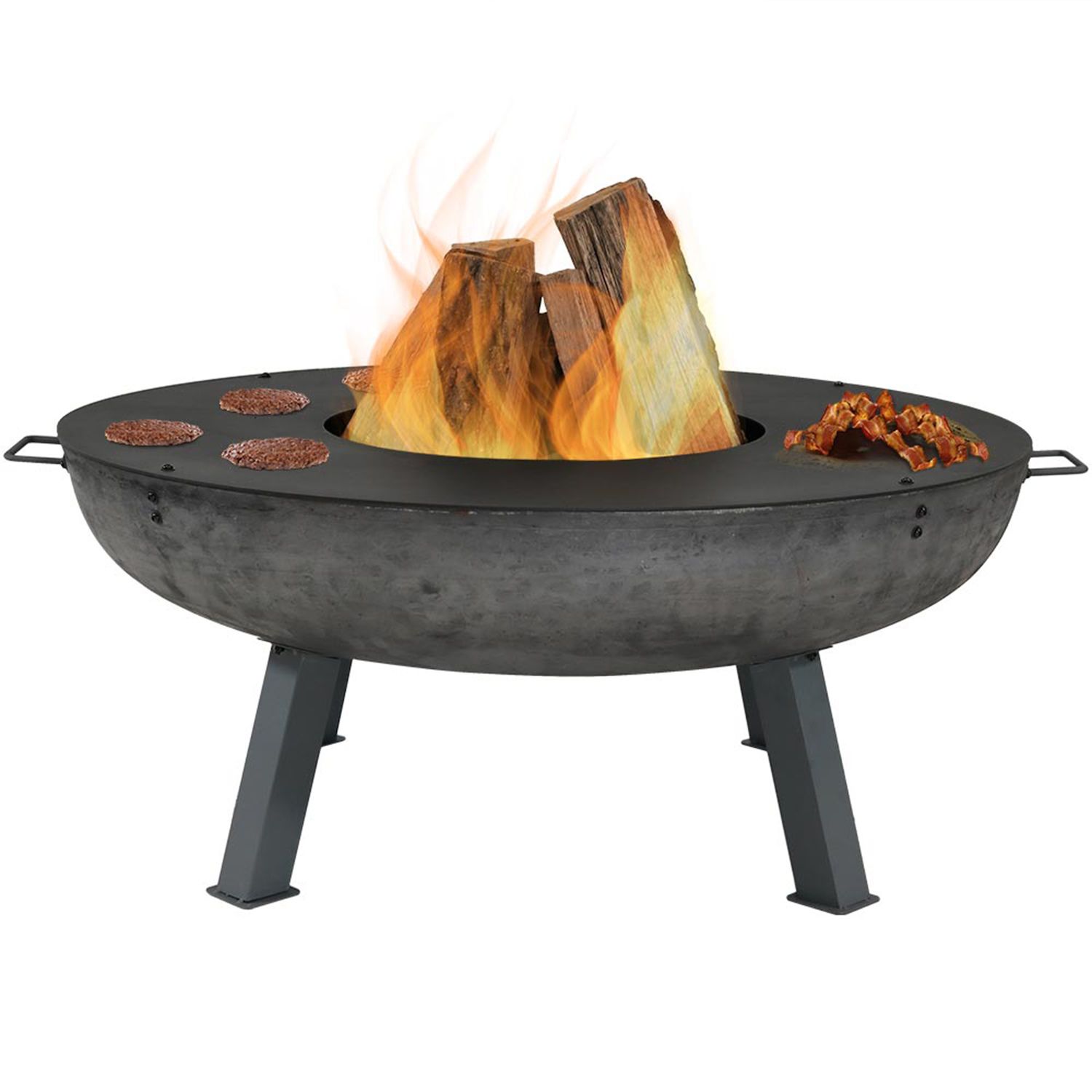 2in1 BBQ Campfire Swivel Grill Fire Pit Gril Outdoor Cooking Grate