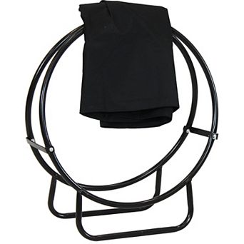 Sunnydaze Powder-Coated Steel Firewood Log Hoop Rack with Cover