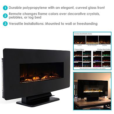 Sunnydaze Curved Face Wall or Freestanding Electric Fireplace