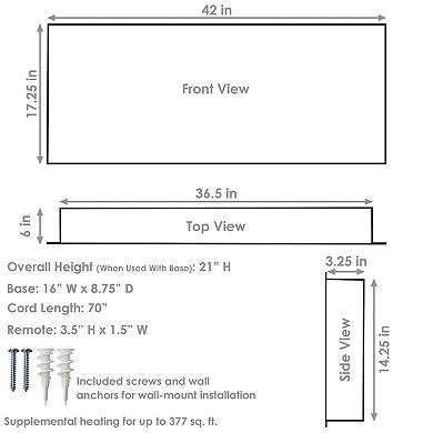Sunnydaze Curved Face Wall or Freestanding Electric Fireplace