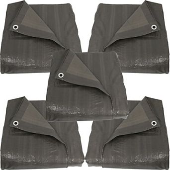 Sunnydaze Multi-Purpose Tarp - Dark Gray - Set of 5