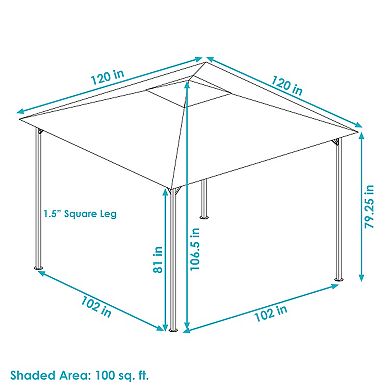 Sunnydaze 10 ft x 10 ft Steel Gazebo with Polyester Canopy Top - Gray