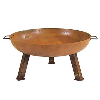 Sunnydaze Rustic Cast Iron Fire Pit Bowl with Stand - Steel