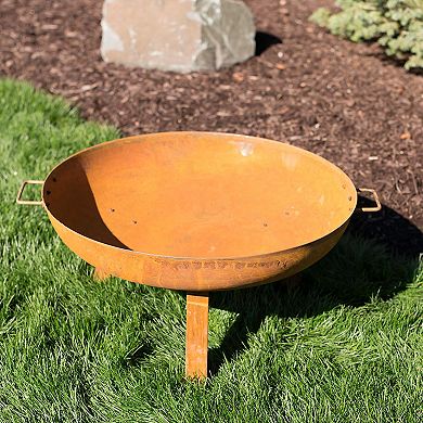Sunnydaze Rustic Cast Iron Fire Pit Bowl with Stand - Steel