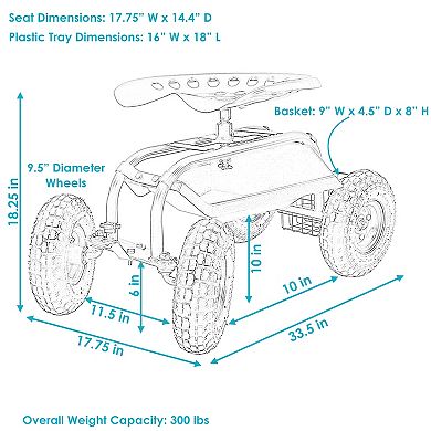 Sunnydaze Steel Rolling Garden Cart with Swivel Steering/Basket