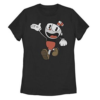 Juniors' Cuphead Distressed Happy Cuphead Tee