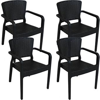 Sunnydaze Segonia Plastic Stackable Outdoor Dining Armchair