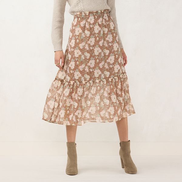 Women's LC Lauren Conrad Smocked Flounce Midi Skirt