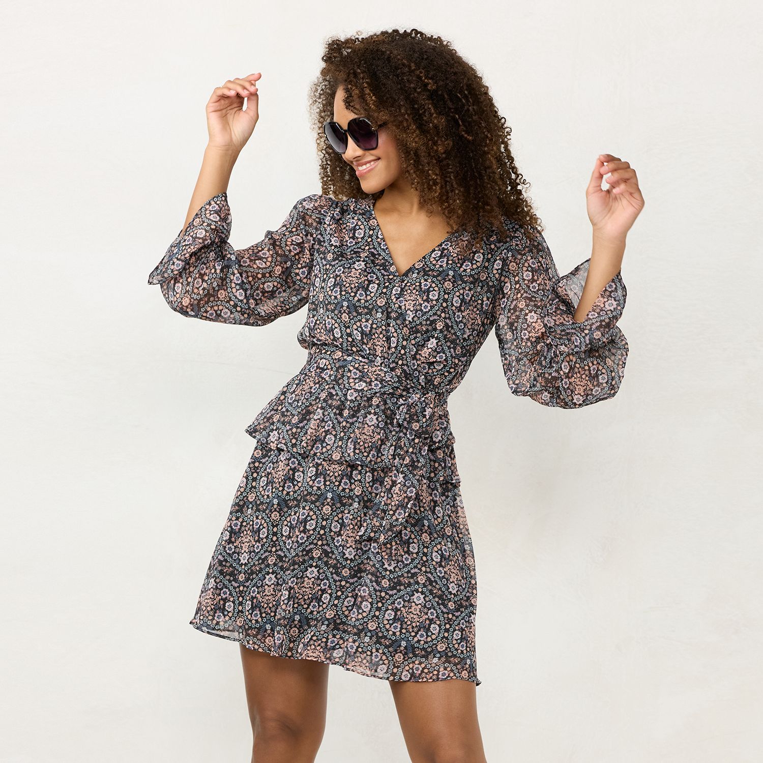 Floral Peplum Hem Dress