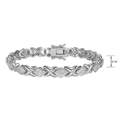 Sarafina Silver Tone Diamond Accent Hugs & Kisses Bracelet