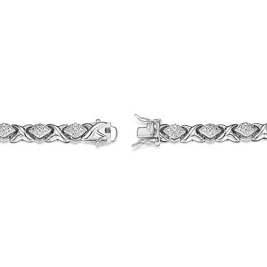 Sarafina Silver Tone Diamond Accent Hugs & Kisses Bracelet