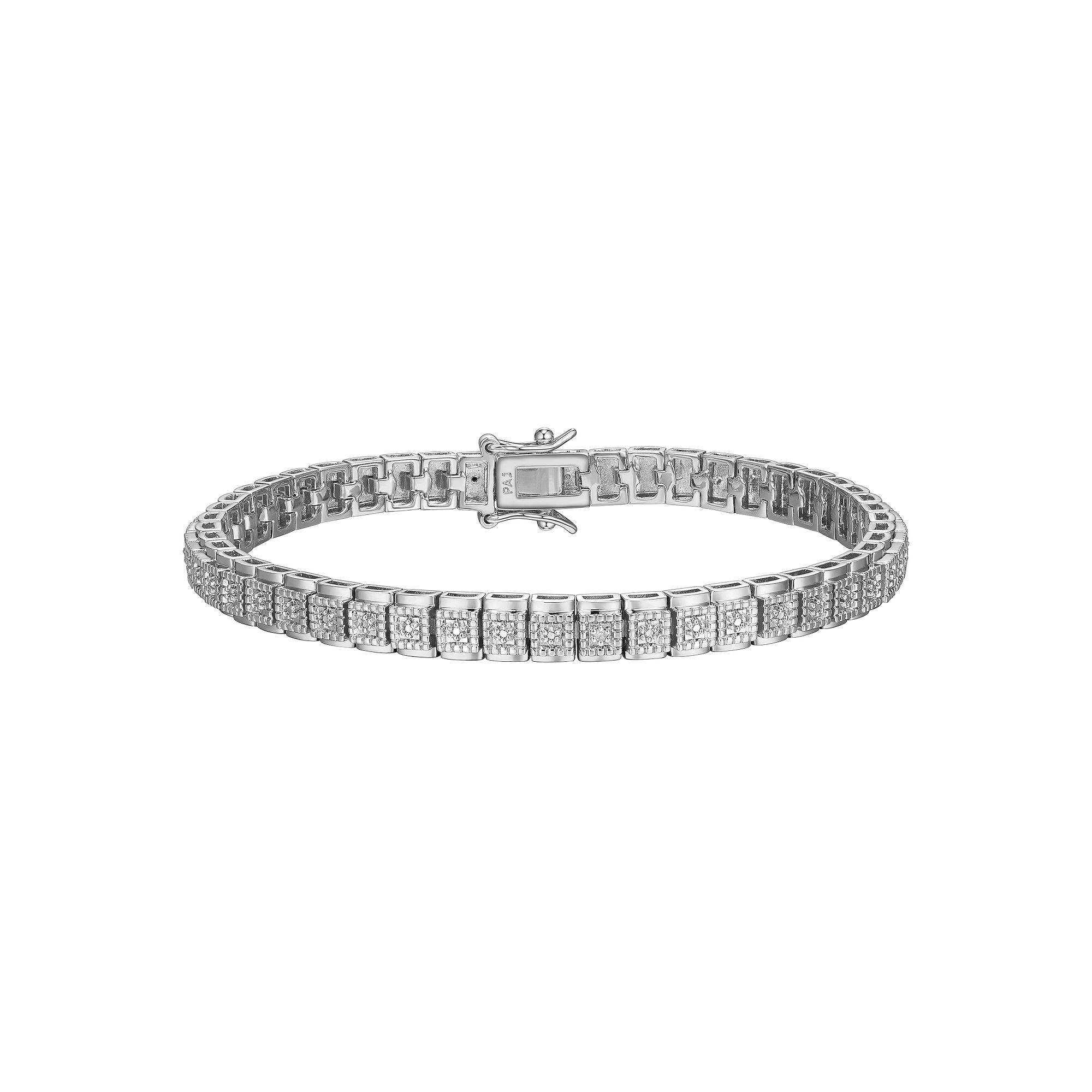 Sarafina Silver Tone Diamond Accent Tennis Bracelet, Womens, Size: 7.25