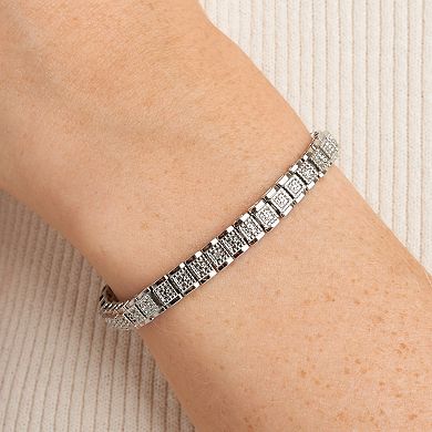 Sarafina Silver Tone Diamond Accent Tennis Bracelet