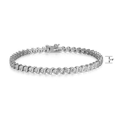 Sarafina Silver Tone Diamond Accent S-Link Tennis Bracelet