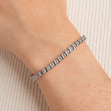 Sarafina Silver Tone Diamond Accent S-Link Tennis Bracelet