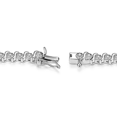 Sarafina Silver Tone Diamond Accent S-Link Tennis Bracelet