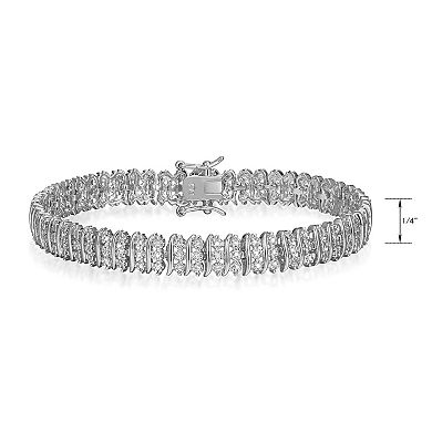 Sarafina Silver Tone Diamond Accent 3 Row S-Link Tennis Bracelet