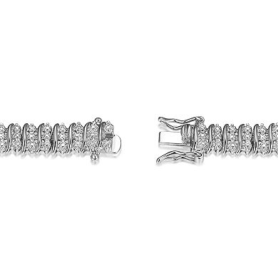 Sarafina Silver Tone Diamond Accent 3 Row S-Link Tennis Bracelet