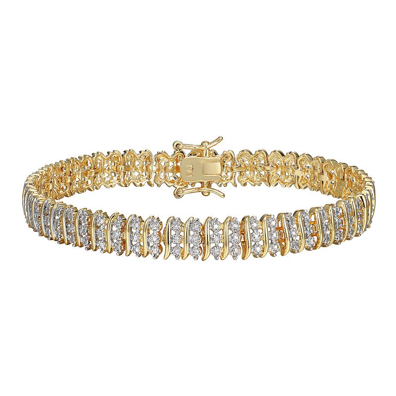 Sarafina Diamond Accent 3 Row S-Link Tennis Bracelet, Womens, Size: 7.25