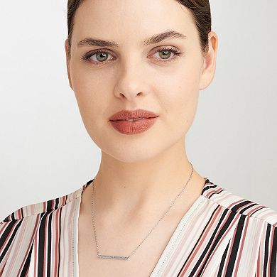 Sarafina Silver Tone Diamond Accent Bar Necklace