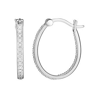 Sarafina Silver Tone Diamond Accent Inside Out Hoop Earrings