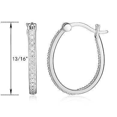 Sarafina Silver Tone Diamond Accent Inside Out Hoop Earrings