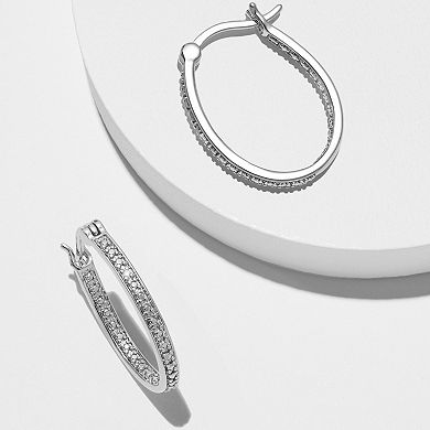 Sarafina Silver Tone Diamond Accent Inside Out Hoop Earrings