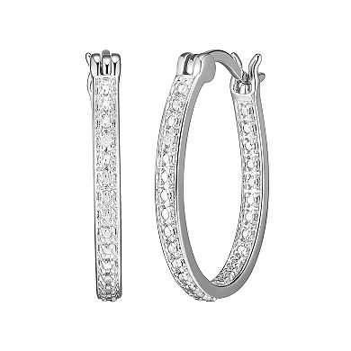 Sarafina Silver Tone Diamond Accent Inside Out Hoop Earrings
