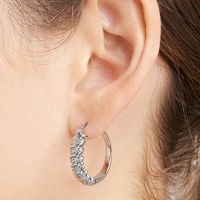 Sarafina Silver Tone Diamond Accent Twist Hoop Earrings